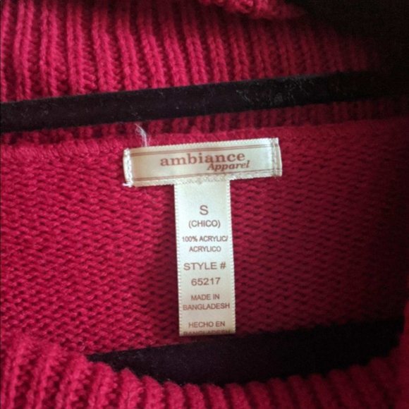 Ambiance Red Cabel Knit Sweater Dress (S) - Picture 6 of 8